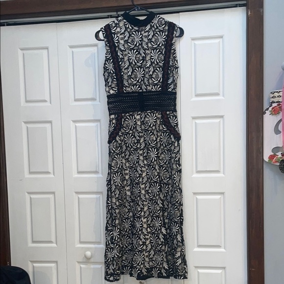 Self-Portrait Black and White Sheath Midi Dress Mock Neck - Picture 1 of 9